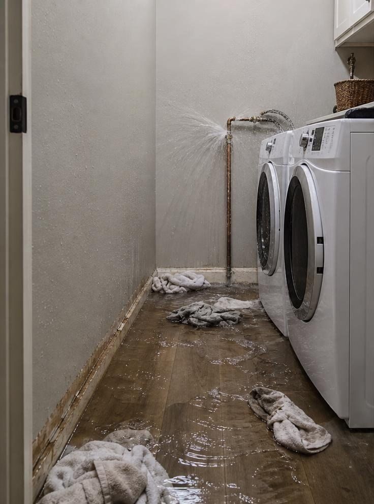 Water damage from a burst pipe before restoration in Morris Township NJ